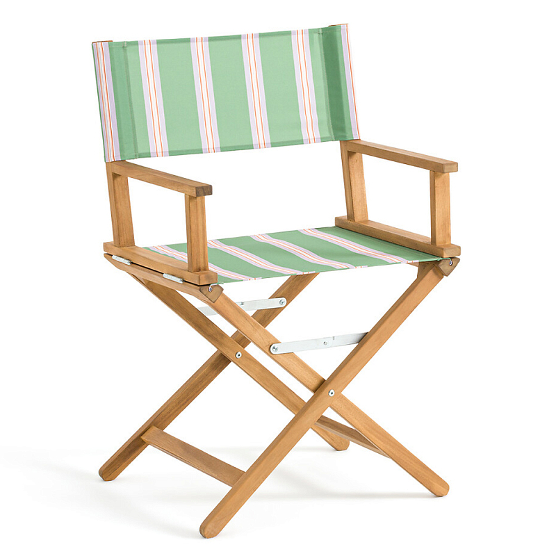 Кресло режиссерское из акации и ткани Geneva Зеленый Фиолетовый Желтый в Твери | Loft Concept 