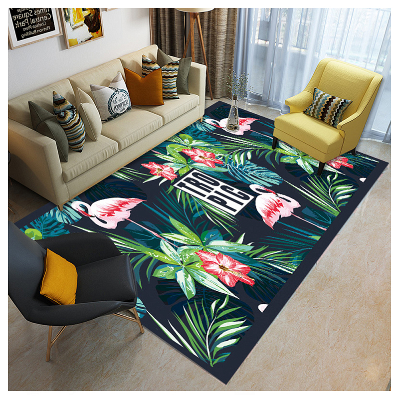 Ковёр с принтом Розовый Фламинго Carpet Pink Night Flamingo Мульти в Твери | Loft Concept 