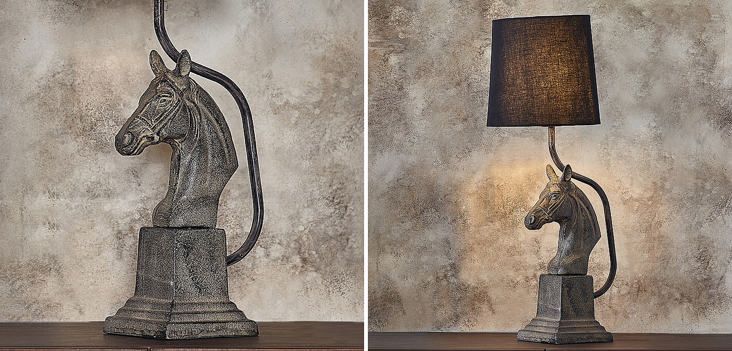 Настольная лампа с абажуром Lampshade Horse Sculpture Настольная лампа с абажуром Lampshade Horse Sculpture - Loft-Concept в Твери