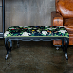 Банкетка из натурального бука черная с изображением птиц и цветов Blooming Birds варинант исполнения - 2 | Loft Concept в Твери