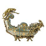 Чаша голубого цвета с оранментом и и бронзовыми фигурами леопардов Eden Garden варинант исполнения - 1 | Loft Concept в Твери