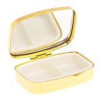 Таблетница карманная прямоугольная с 2-мя отделениями с зеркалом и накладкой из натурального камня Апатит Голубой Gold Stone Pillboxes варинант исполнения - 3 | Loft Concept в Твери