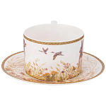 Чайная пара из фарфора с изображением собаки и зайцев 300 мл Hunting Porcelain Collection 2 варинант исполнения - 2 | Loft Concept в Твери