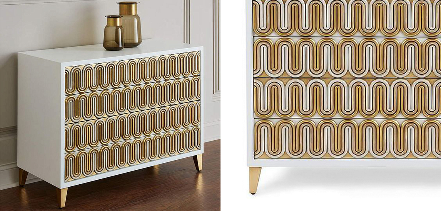 Комод Park Avenue Brass Wave Pattern Chest of Drawers Комод Park Avenue Brass Wave Pattern Chest of Drawers - Loft-Concept в Твери