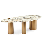 Обеденный стол с асимметричной столешницей на 3-х массивных золотых ножках Commonwealth Table варинант исполнения - 1 | Loft Concept в Твери