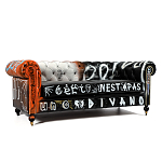 Диван Честерфильд граффити graffiti Orange Sofa натуральная кожа варинант исполнения - 1 | Loft Concept в Твери