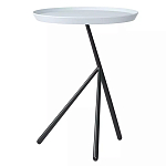 Столик приставной с круглой серой столешницей и черным основанием Round Stable Table варинант исполнения - 1 | Loft Concept в Твери