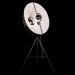 Торшер в виде прожектора с круглым тканевым абажуром на треноге черного цвета Radiance Éclat варинант исполнения - 1 | Loft Concept в Твери