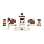 Настольный письменный набор из мрамора и лемезита с гербом и флагом России Marble Accessory варинант исполнения - 1 | Loft Concept в Твери