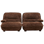 Кресло без подлокотников коричневое ну круглых деревянных ножках Loup Plush Armchair Brown варинант исполнения - 4 | Loft Concept в Твери
