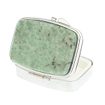 Таблетница карманная прямоугольная с 2-мя отделениями с зеркалом и накладкой из натурального камня Жадеит Silver Stone Pillboxes варинант исполнения - 2 | Loft Concept в Твери