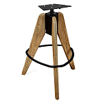 Барный стул со спинкой и металлической подставкой на 3-х деревянных ножках Горчичный Велюр Vendramin Chair варинант исполнения - 4 | Loft Concept в Твери