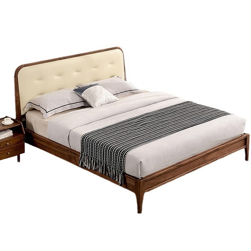 Кровать двуспальная с каркасом из дерева и мягким изголовьем Moon Walnut Bed Орех Кровать двуспальная с каркасом из дерева и мягким изголовьем Moon Walnut Bed Орех в Твери | Loft Concept