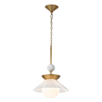 Подвесной светильник латунного цвета с конусовидным белым плафоном Quintiesse варинант исполнения - 3 | Loft Concept в Твери