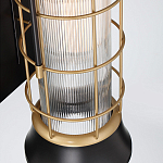 Настенный фонарь цилиндрической формы с рифленым стеклом в золотом каркасе на черном прямоугольном основании Eurofase варинант исполнения - 3 | Loft Concept в Твери