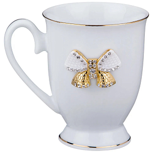 Кружка из фарфора белая со стразами 300 мл Shine Porcelain
