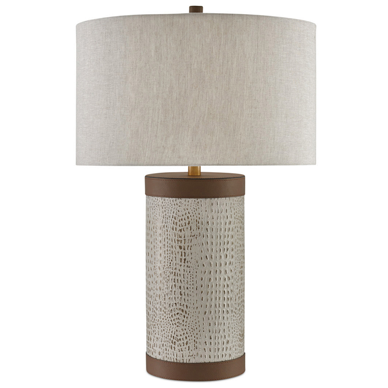Настольная лампа с тканевым абажуром и основанием из кожи Leather Column ivory ( слоновая кость ) Коричневый Настольная лампа с тканевым абажуром и основанием из кожи Leather Column ivory ( слоновая кость ) Коричневый в Твери | Loft Concept