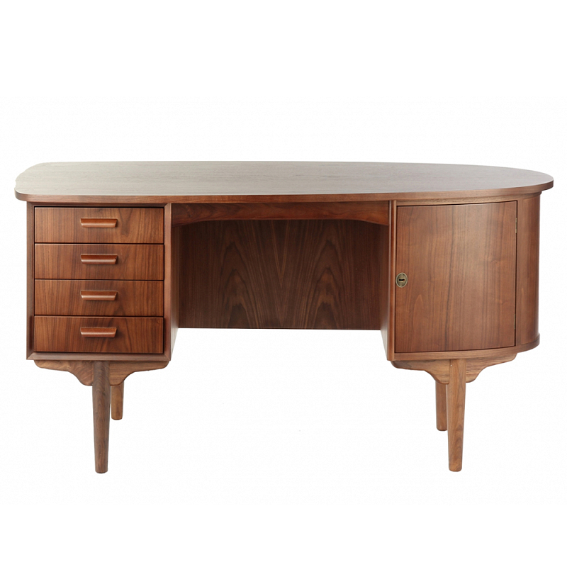 Дизайнерский письменный стол округлой формы с 4-мя ящиками и дверкой с полочками Rili Ясень в Твери | Loft Concept 