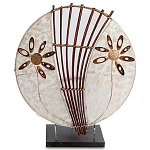 Настольная лампа из перламутра и дерева на подставке Indonesian Shell Flower варинант исполнения - 1 | Loft Concept в Твери