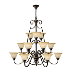 Люстра трехъярусная бронзового цвета с 15-ю кремовыми плафонами в форме чаш Hinkley варинант исполнения - 2 | Loft Concept в Твери