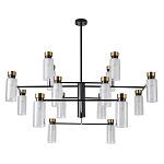 Люстра потолочная с 16-ю цилиндрическими плафонами из стекла и черным каркасом Noir Poise варинант исполнения - 1 | Loft Concept в Твери