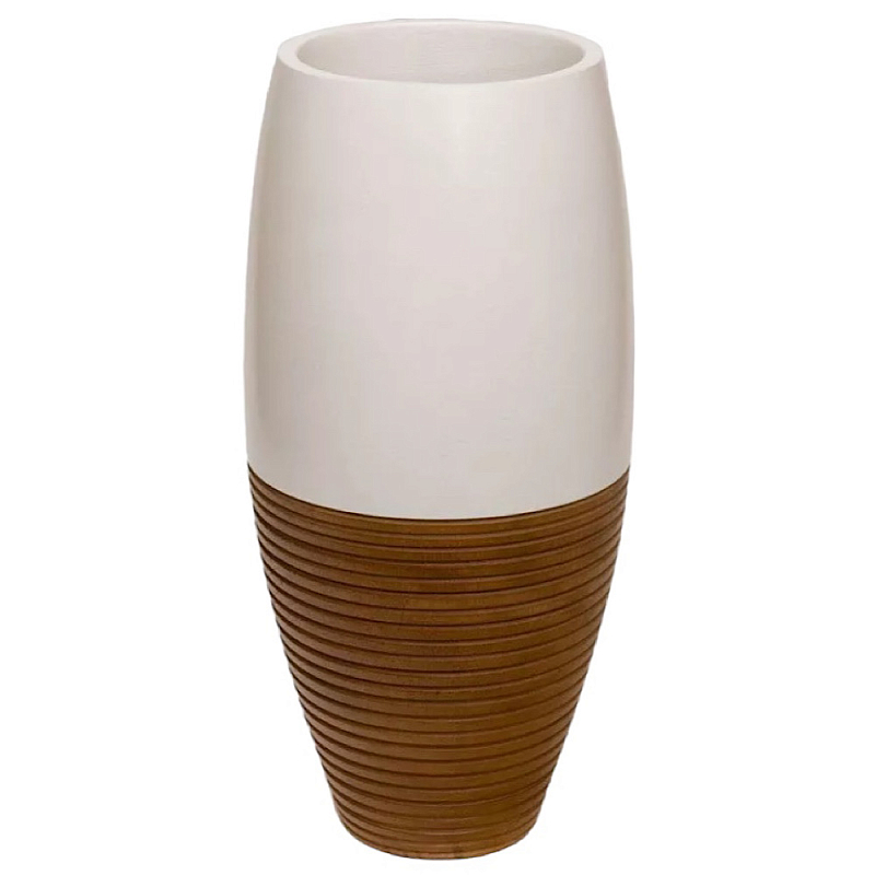 Ваза деревянная белая Vase of Thailand Белый Светло-коричневый  в Твери | Loft Concept 