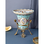 Ваза из голубого фарфора с рисунком птиц и цветов и декоративными элементами Blue Garden варинант исполнения - 6 | Loft Concept в Твери