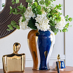 Ваза с крышкой и мазками синего и золого цвета на белом фоне Chinoiserie Ceramics варинант исполнения - 4 | Loft Concept в Твери