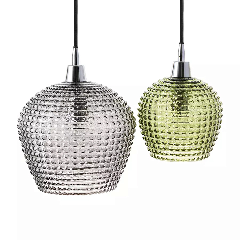 Подвесной светильник каскадный с 2-мя рельефными плафонами Cascade with Relief Lampshades Серый Зеленый Черный Подвесной светильник каскадный с 2-мя рельефными плафонами Cascade with Relief Lampshades Серый Зеленый Черный в Твери | Loft Concept