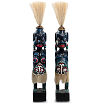 Комплект из 2-х деревянных статуэток Asmat Straw Headdress Statuettes Blue Red варинант исполнения - 4 | Loft Concept в Твери
