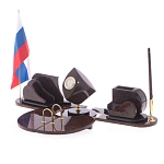 Настольный письменный набор из природного камня обсидиана коричневого Team leader варинант исполнения - 2 | Loft Concept в Твери