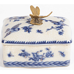 Фарфоровая шкатулка с бронзовой стрекозой Blue and White варинант исполнения - 4 | Loft Concept в Твери