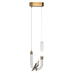 Подвесной светильник с декоративной фигуркой птицы на прозрачной изогнутой трубке Ganthea варинант исполнения - 3 | Loft Concept в Твери