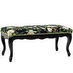 Банкетка из натурального бука черная с изображением птиц и цветов Blooming Birds варинант исполнения - 1 | Loft Concept в Твери