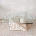 Дизайнерский журнальный стол в виде раковины с жемчужиной под прозрачной столешницей Fahin варинант исполнения - 1 | Loft Concept в Твери