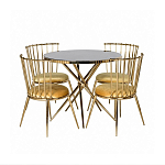 Обеденный стол с чёрной круглой столешницей на золотых ножках Rive Gauche Table варинант исполнения - 3 | Loft Concept в Твери