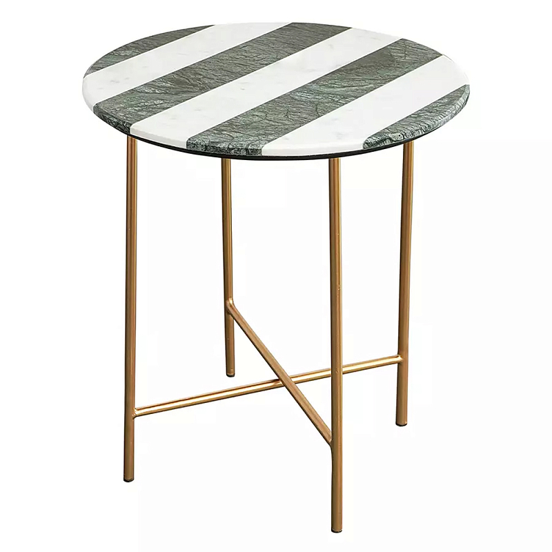 Столик приставной с круглой столешницей с полосатым узором Tabletops with Striped Pattern Серый Белый Столик приставной с круглой столешницей с полосатым узором Tabletops with Striped Pattern Серый Белый в Твери | Loft Concept