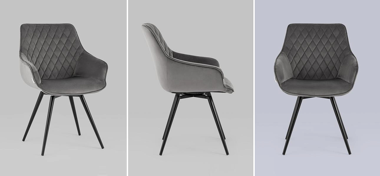 Вращающийся Стул Seoul Chair Серый Велюр Вращающийся Стул Seoul Chair Серый Велюр - Loft-Concept в Твери