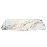 Обеденный стол с прямоугольной столешницей из стекла на черных металлических ножках White Marble варинант исполнения - 3 | Loft Concept в Твери