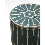 Приставной круглый столик с инкрустацией blue Mandika Bone Inlay  варинант исполнения - 1 | Loft Concept в Твери