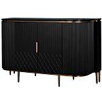 Комод черный округлой формы с рельефным фасадом Black Cut варинант исполнения - 1 | Loft Concept в Твери