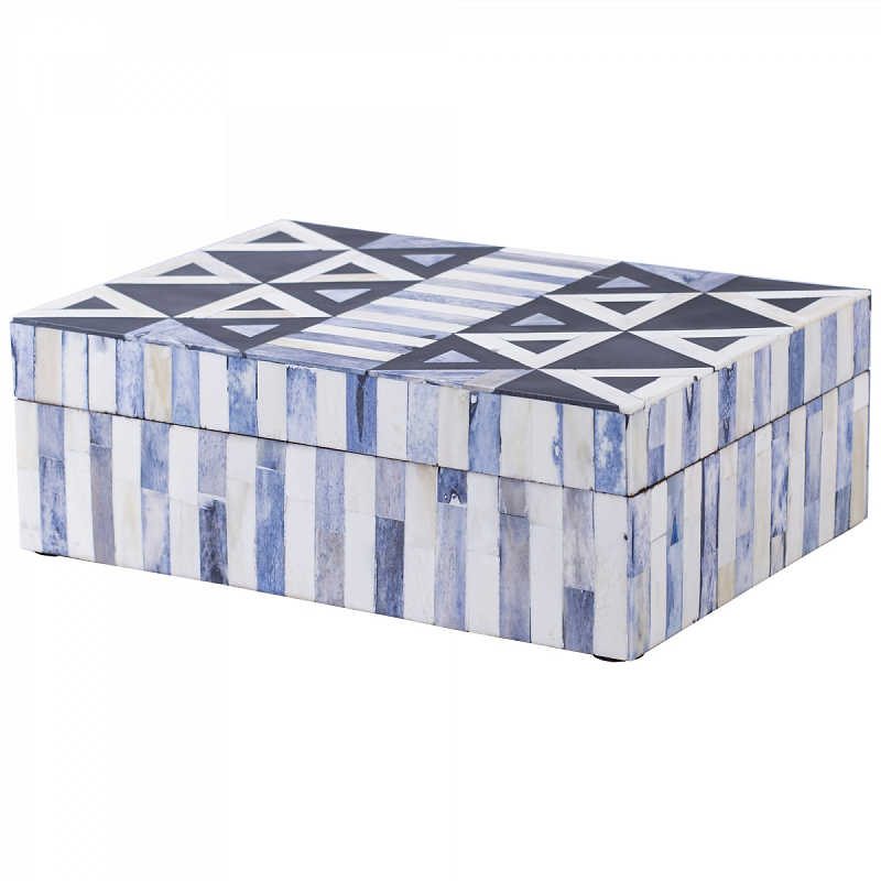 Шкатулка инкрустация костью Okapi Bone Inlay Box Белый Синий Голубой Шкатулка инкрустация костью Okapi Bone Inlay Box Белый Синий Голубой в Твери | Loft Concept
