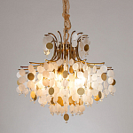 Люстра подвесная с белыми и золотыми круглыми подвесками Диаметр 70 см SHELL Chandelier варинант исполнения - 2 | Loft Concept в Твери