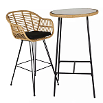 Барный столик с круглой плетеной столешницей Wicker Table Top варинант исполнения - 3 | Loft Concept в Твери