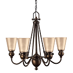 Люстра бронзового цвета с конусными плафонами из бежевого стекла Hinkley варинант исполнения - 1 | Loft Concept в Твери