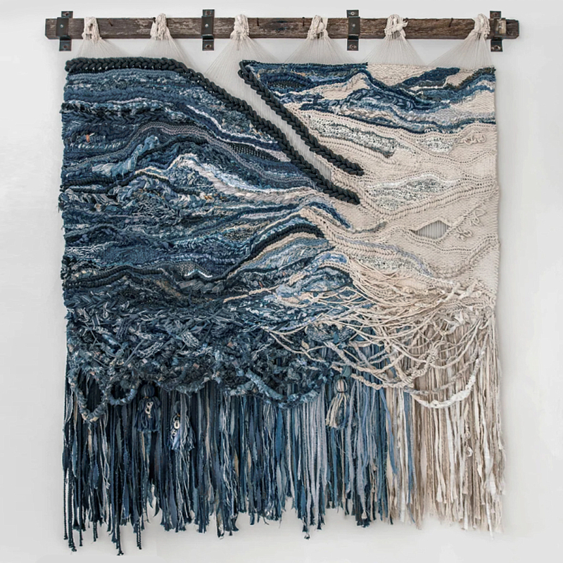 Большой гобелен в синих оттенках Blue Undine Бежевый Синий в Твери | Loft Concept 