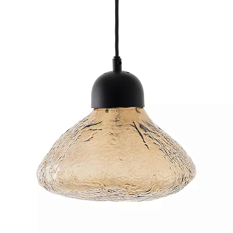 Подвесной светильник с янтарным фактурным плафоном Lamp with Frozen Glass Effect Янтарный Черный Подвесной светильник с янтарным фактурным плафоном Lamp with Frozen Glass Effect Янтарный Черный в Твери | Loft Concept