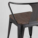 Черный глянцевый стул с сиденьем из натурального дерева TOLIX варинант исполнения - 7 | Loft Concept в Твери