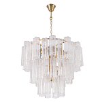 Люстра круглая многоярусная с прозрачными подвесками из стекла Hexagon Tube Light варинант исполнения - 2 | Loft Concept в Твери