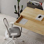 Стол письменный с выдвижным ящиком цвета древесины LEILA WORKING TABLE OAK ANTHRACITE варинант исполнения - 9 | Loft Concept в Твери